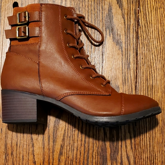 Brash Shoes - Brash Brown Leather Mid-Calf Combat Boots